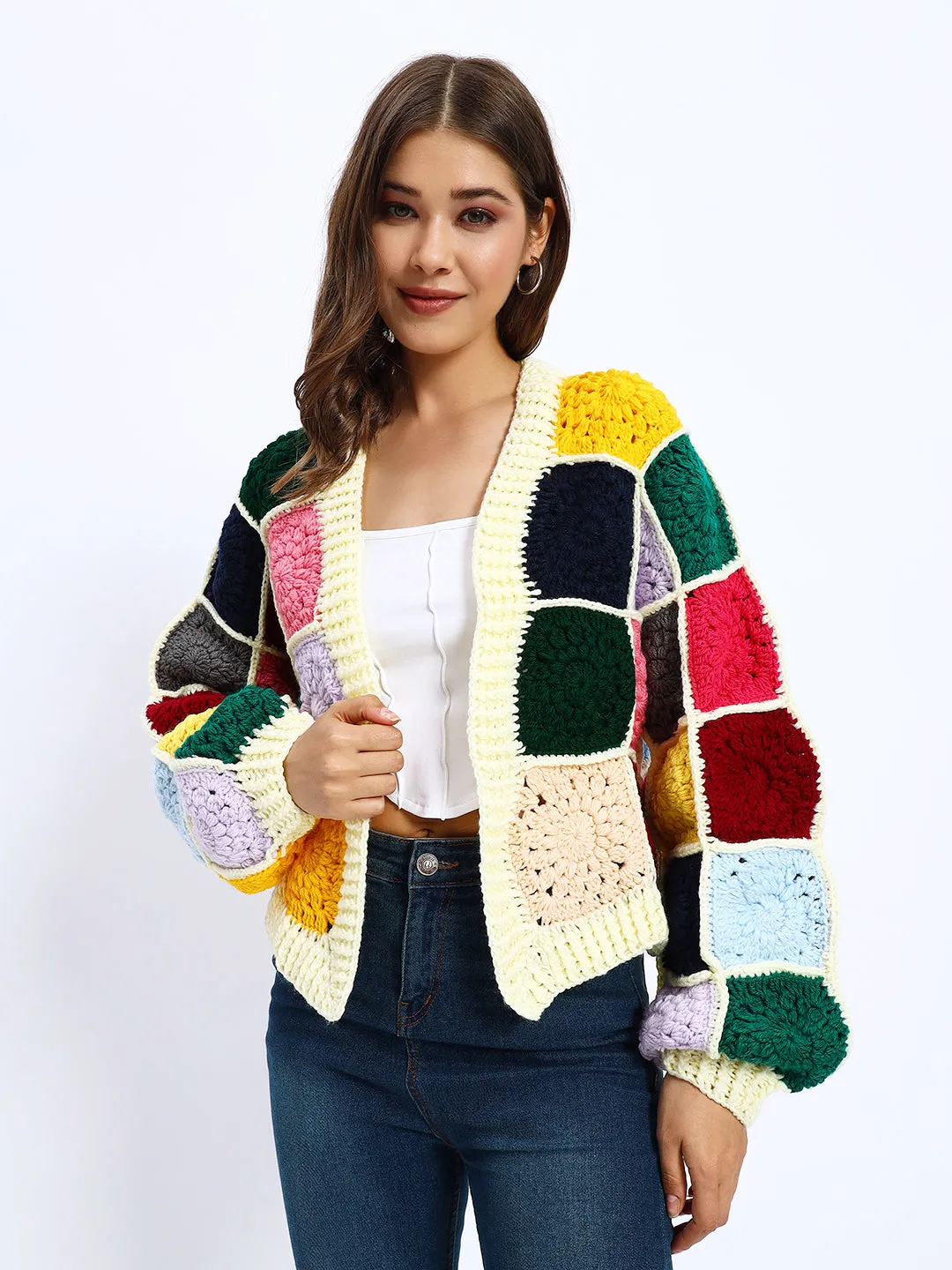 Multicoloured Patch Cardigan