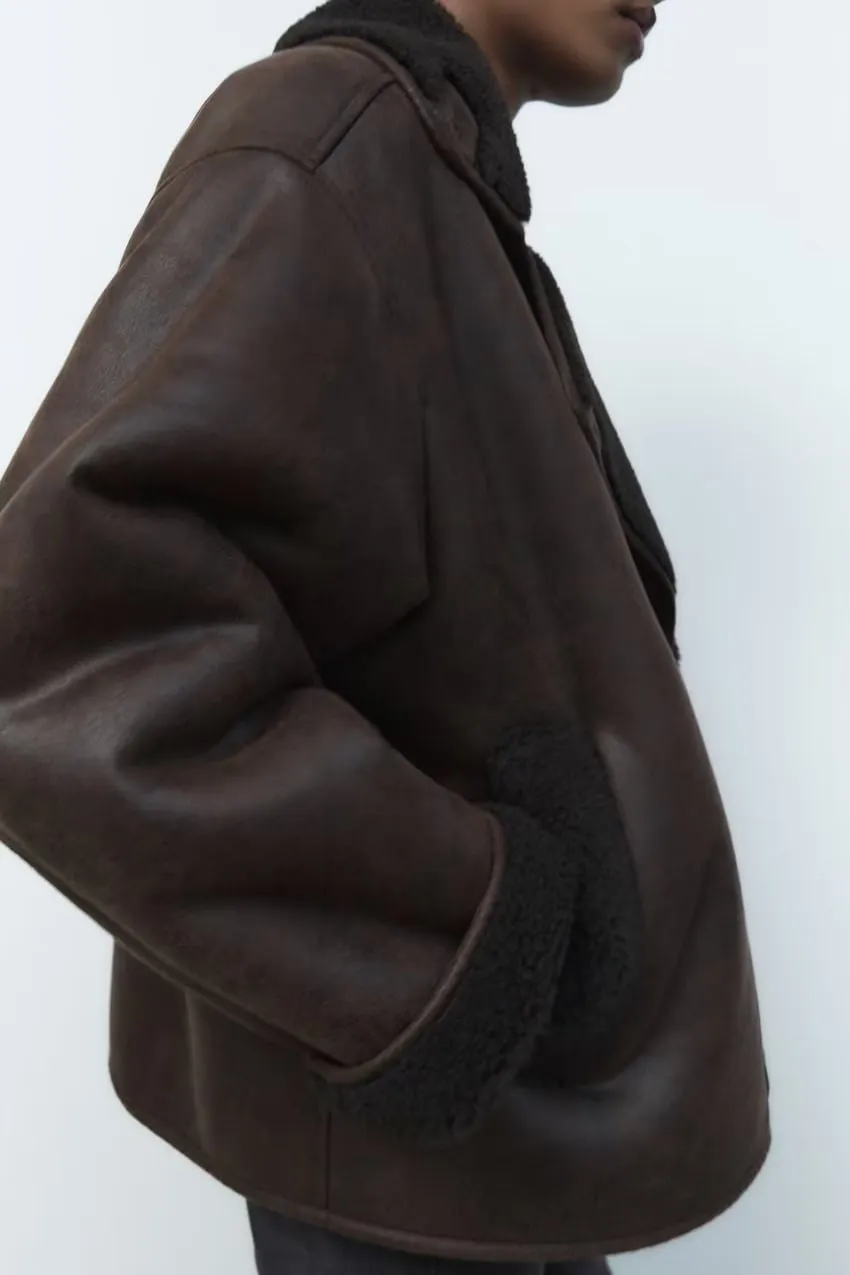 Naomi Shearling-Lined Aviator Jacket