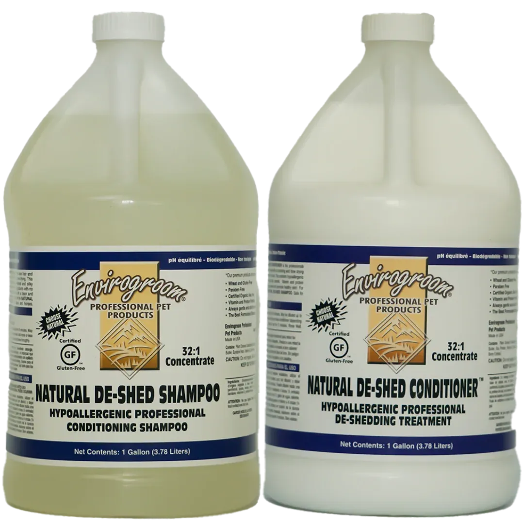 Natural De-shed Shampoo and Conditioner Gallon Bundle by Envirogroom