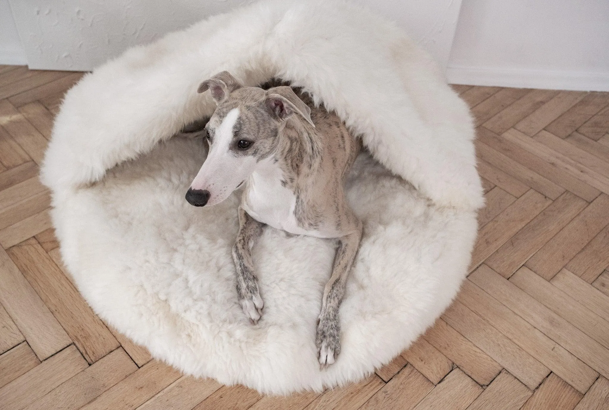 Natural Sheepskin Pet Cave - White