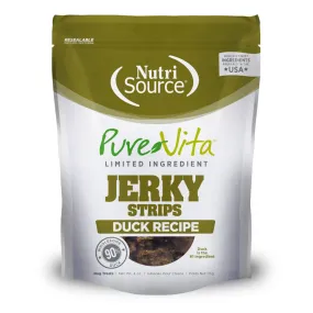 NutriSource PureVita LID Jerky Strips Duck Recipe Dog Treats, 4-oz