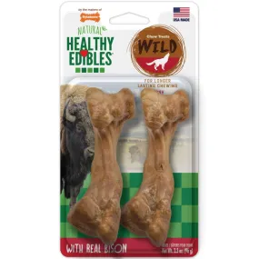 Nylabone Healthy Edibles WILD Natural Long-Lasting Bison Flavor Bone Chew Treats for Dogs