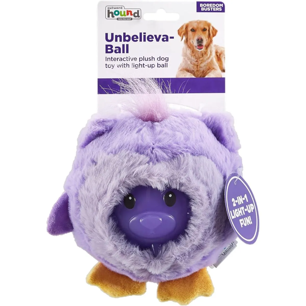 Outward Hound Unbelieva-Ball Owl Interactive Plush Toy with Light up Dog Ball