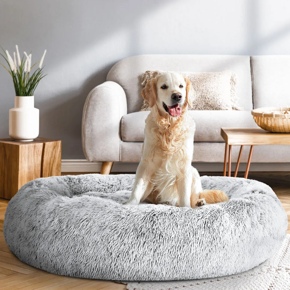 Pet Bed Dog Cat 110cm Calming Extra Large Soft Plush Light Charcoal