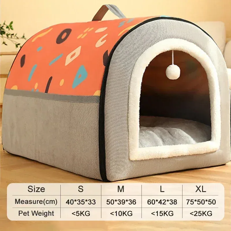 Pet Dog Bed Cozy Cat Mat With Bunny Ear  - Removable Washable Pet House, Warm Winter Deep Sleep Tent, Suitable for Small, Medium, Large Pets