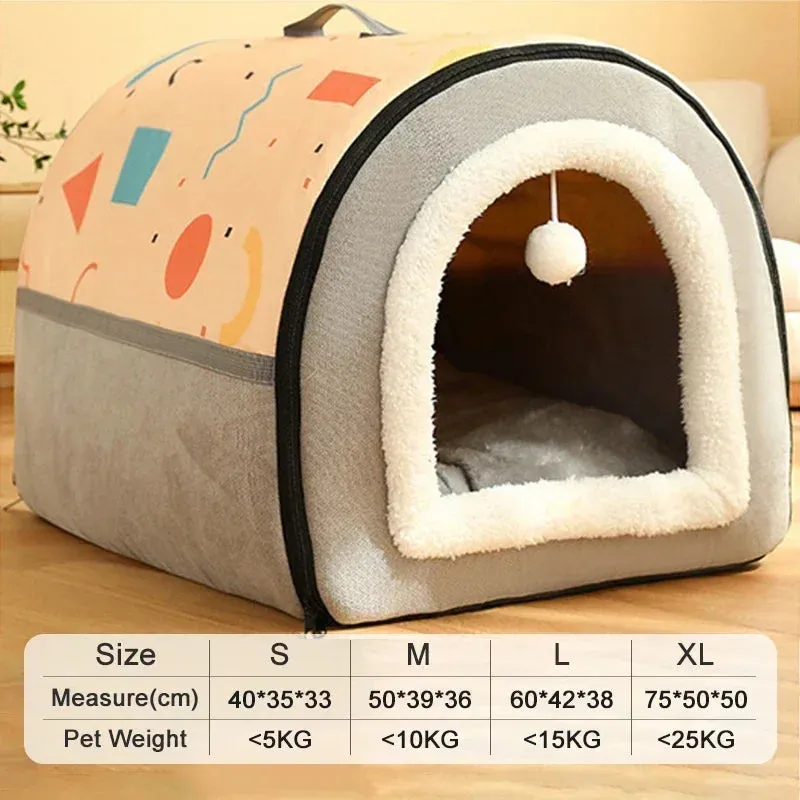 Pet Dog Bed Cozy Cat Mat With Bunny Ear  - Removable Washable Pet House, Warm Winter Deep Sleep Tent, Suitable for Small, Medium, Large Pets