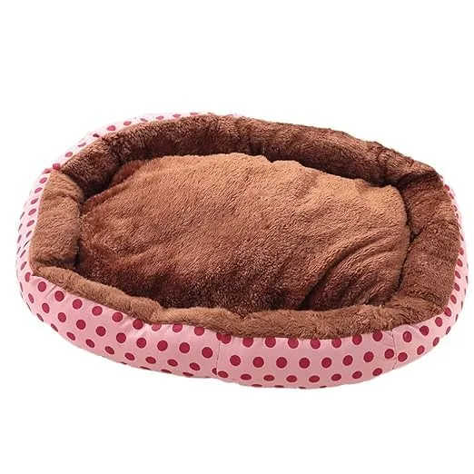 Petvit Dog & Cat Bed|Soft Plush Top Pet Bed|Oxford Cloth Polyester Filling|Medium Washable Dog Bed|Circular Cat Bed with Rise-Edge Pillow|QY039PC-L|Pink & Coffee (Large)