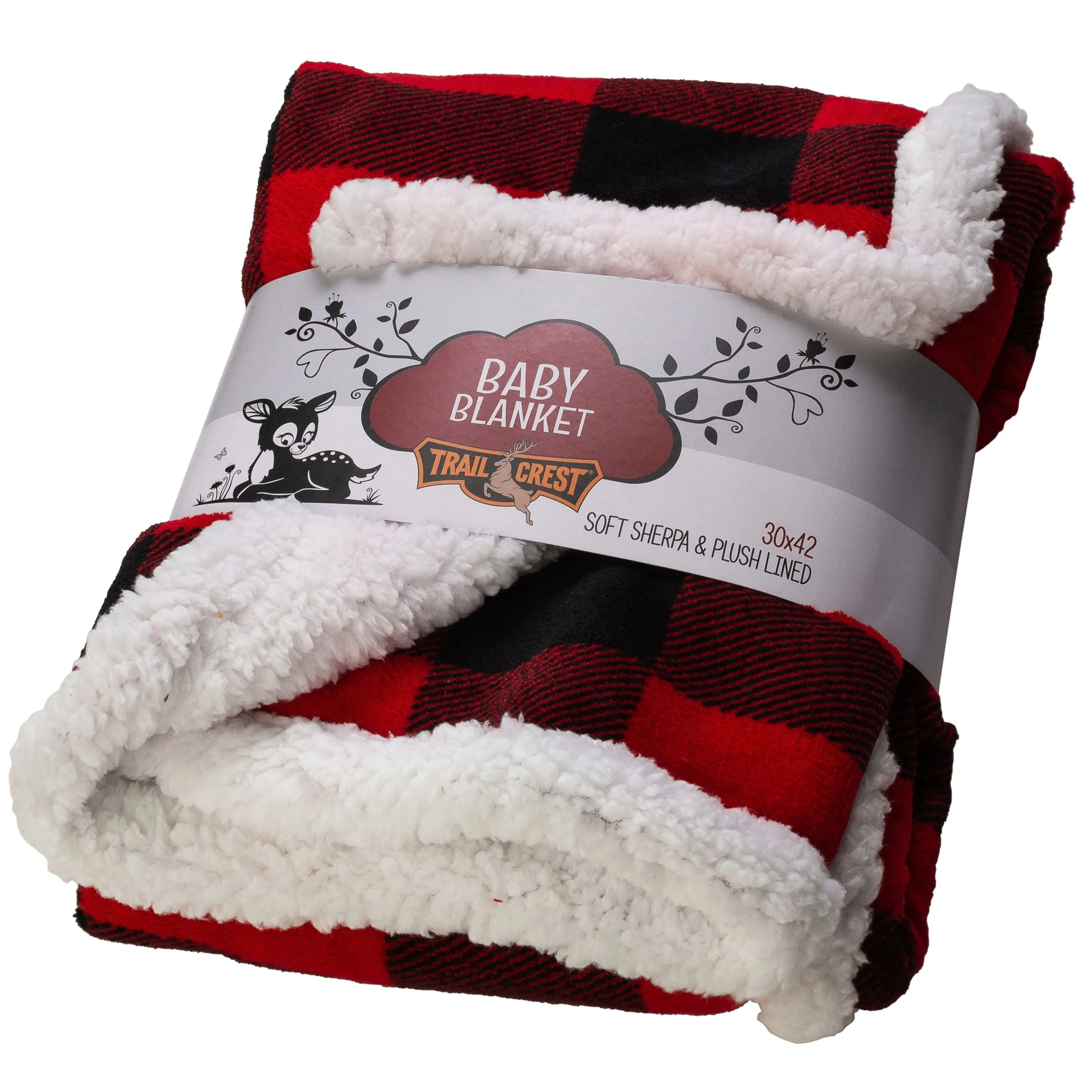 Plaid Plush Fleece Sherpa Baby Blanket