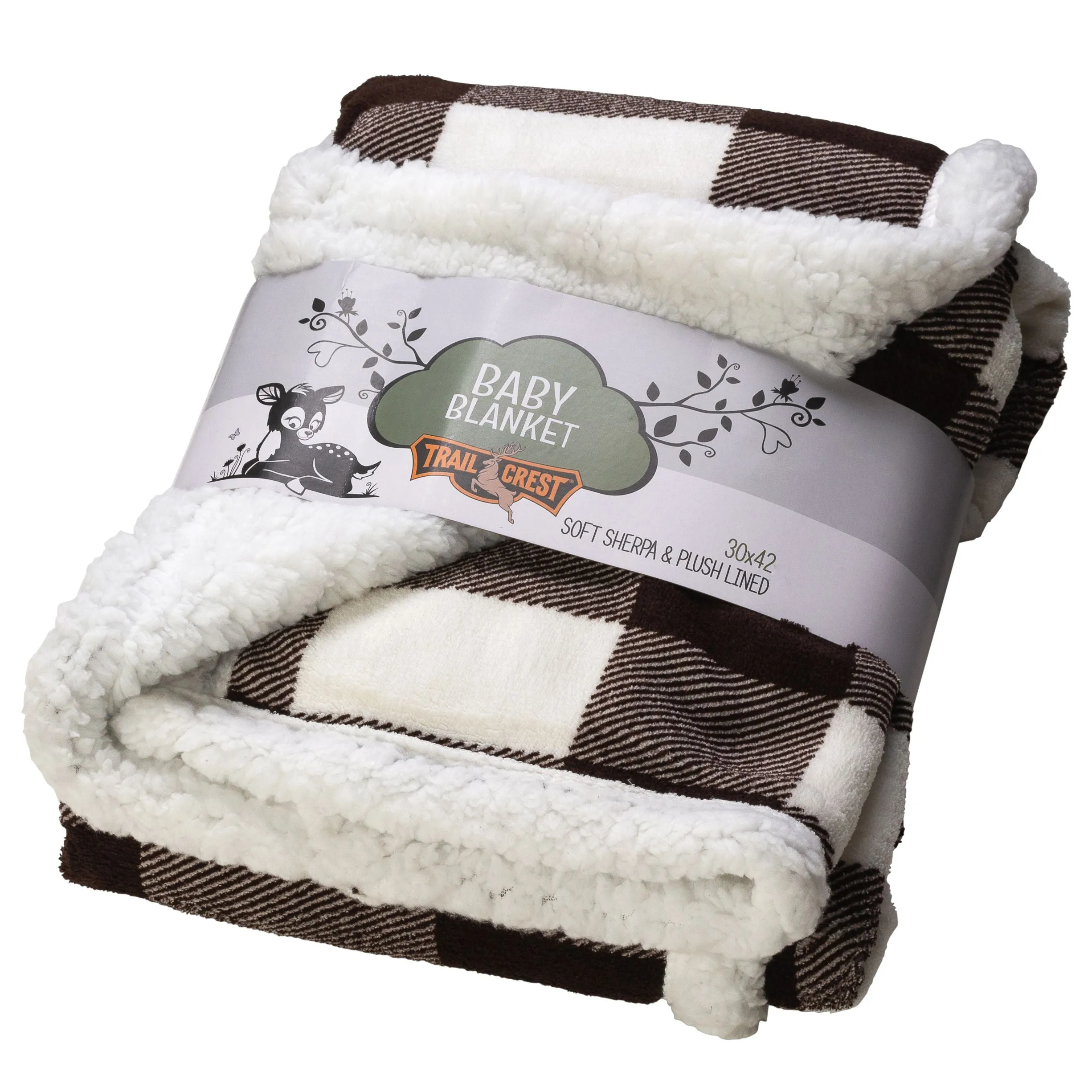 Plaid Plush Fleece Sherpa Baby Blanket