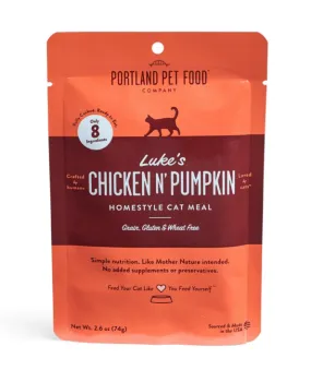 Portland Pet Food "Luke's' Chicken N' Pumpkin" Homestyle Wet Cat Food Meal, 2.6 oz pouch