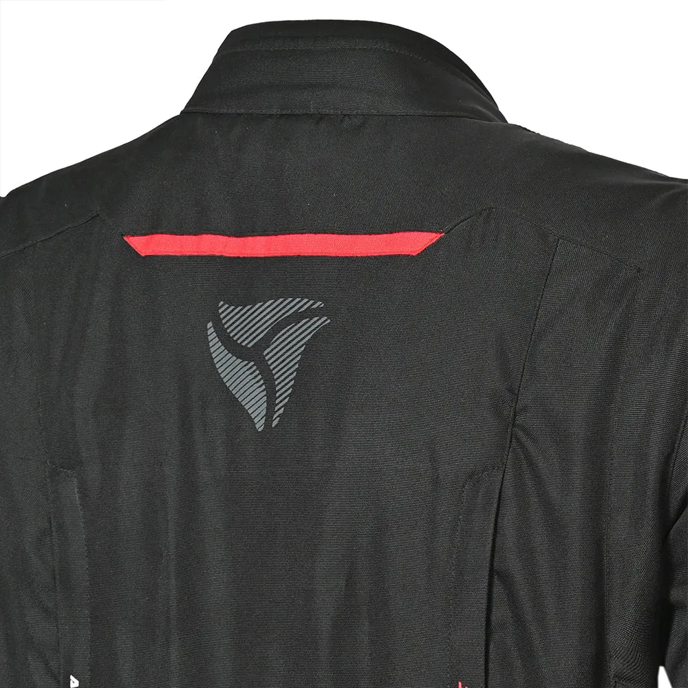 R-Tech Knight Rider Long - Motorcycle Touring Jacket - Black Dark Grey Red