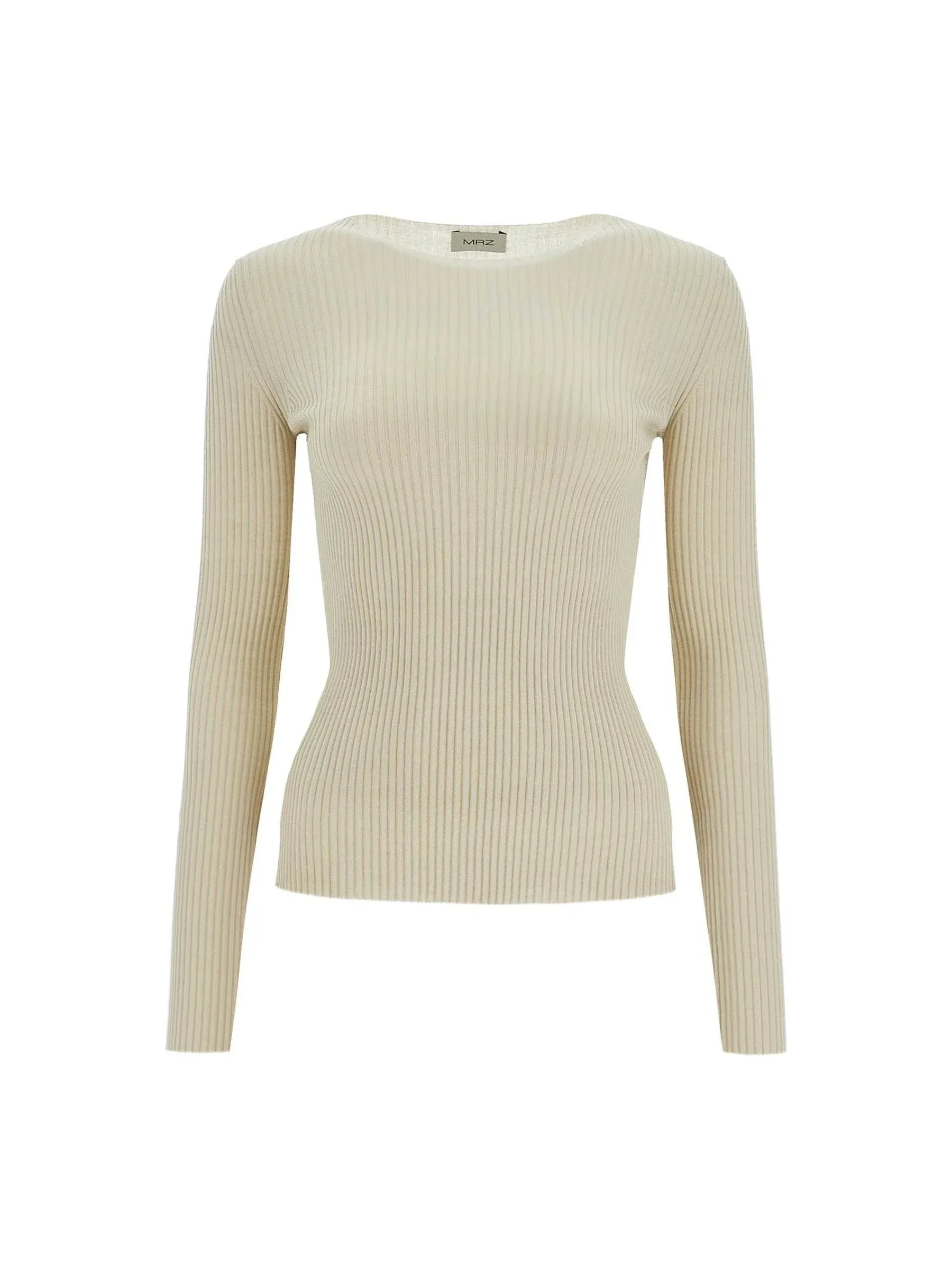 Ribbed High Neck Wool Sweater