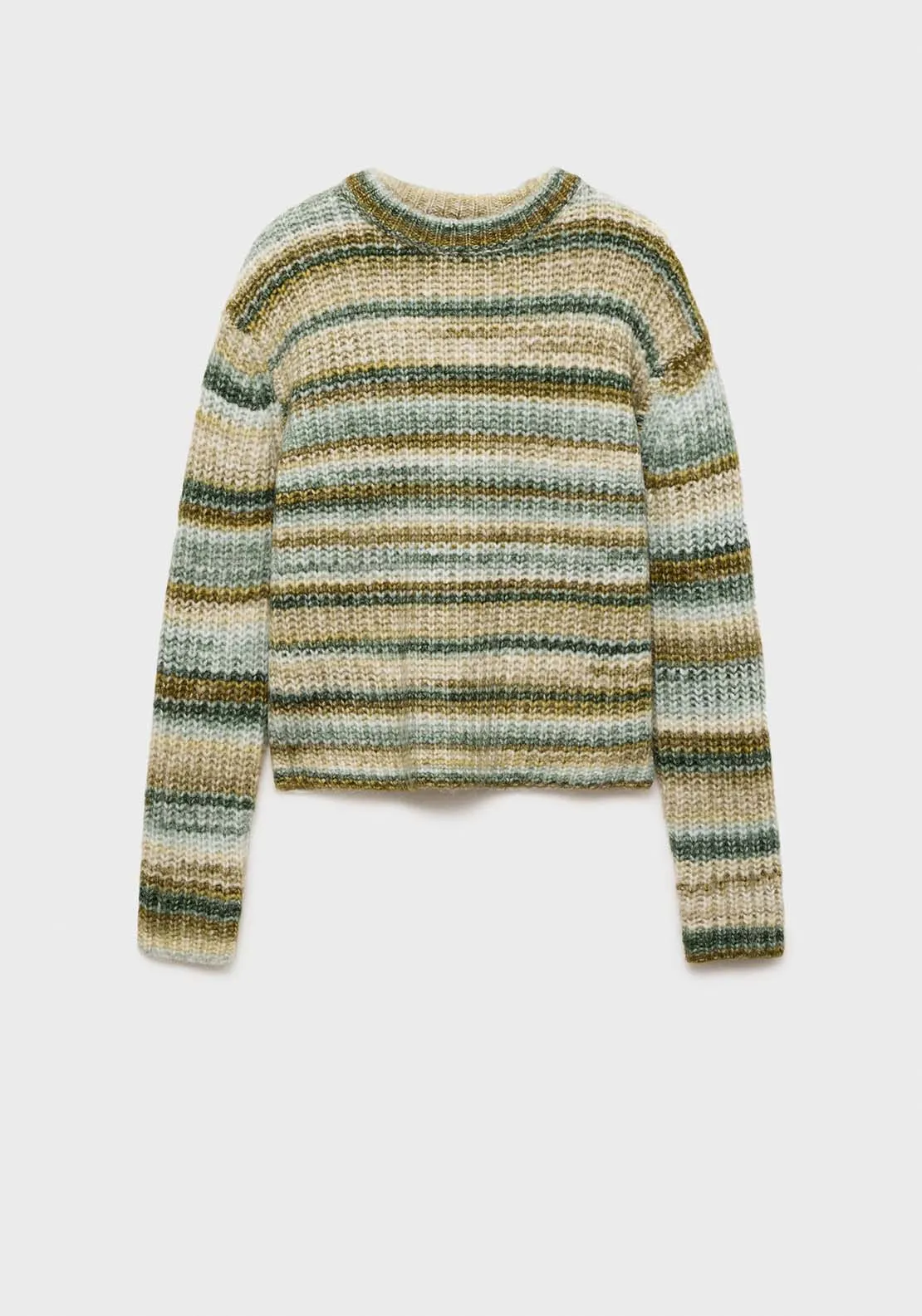 Round-neck striped sweater - Dark Green