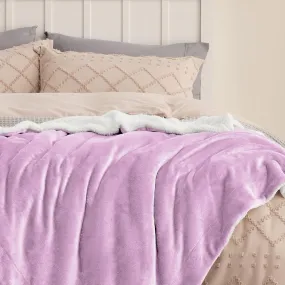 Sherpa Fleece Blanket Purple Extra Warm for Winter ( 2000 GSM )