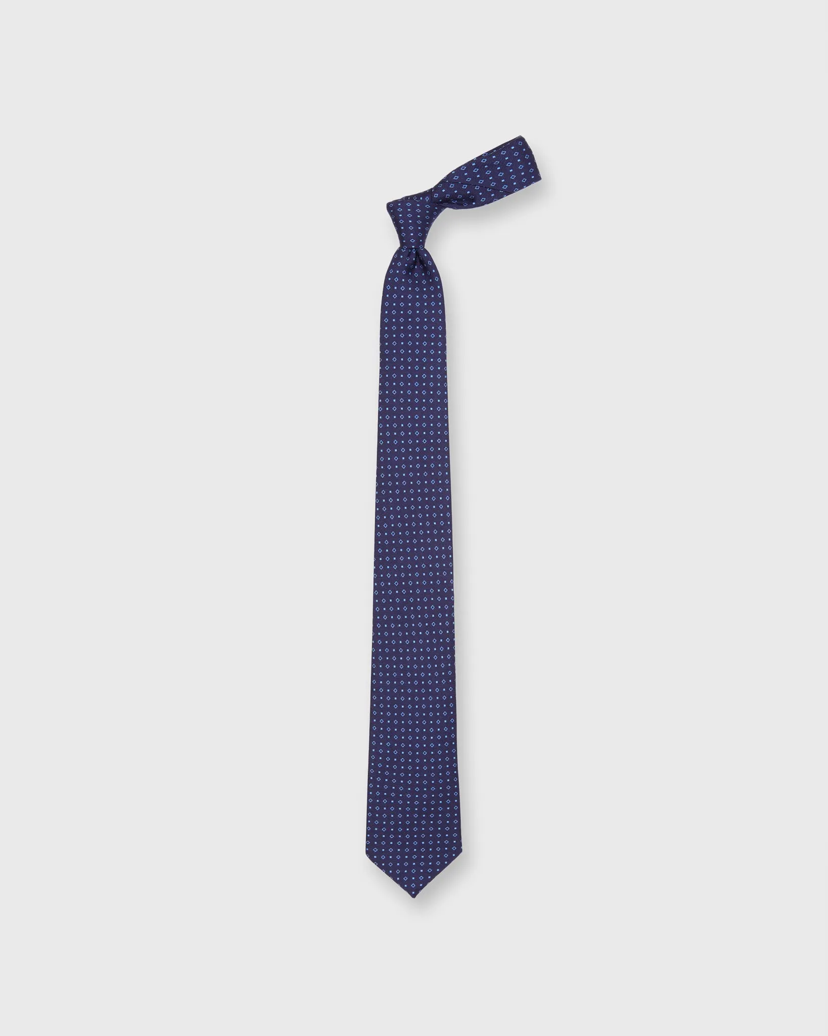 Silk Print Tie in Navy/Sky Shapes