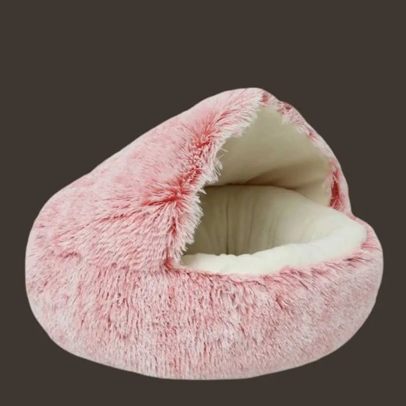 Soft Plush Pet Cave Bed for Large Cats & Medium Dogs