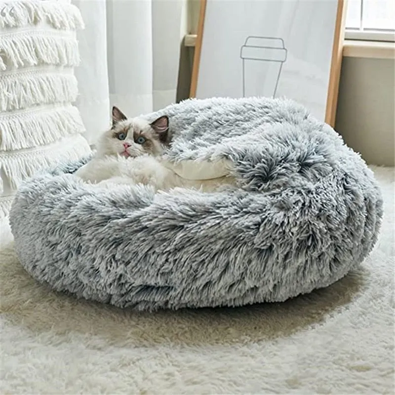 Soft Plush Pet Cave Bed for Large Cats & Medium Dogs