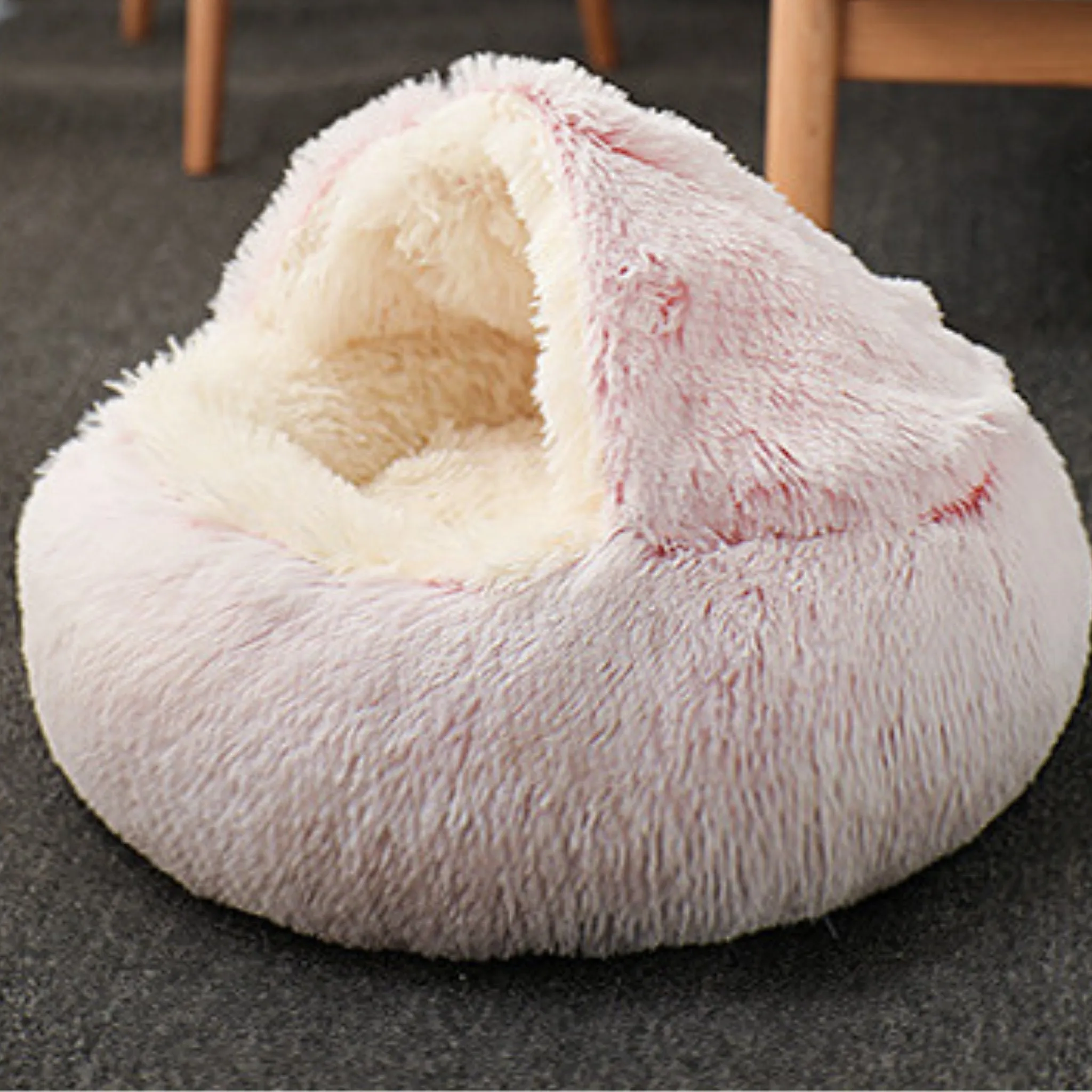 Soft Plush Pet Cave Bed for Large Cats & Medium Dogs