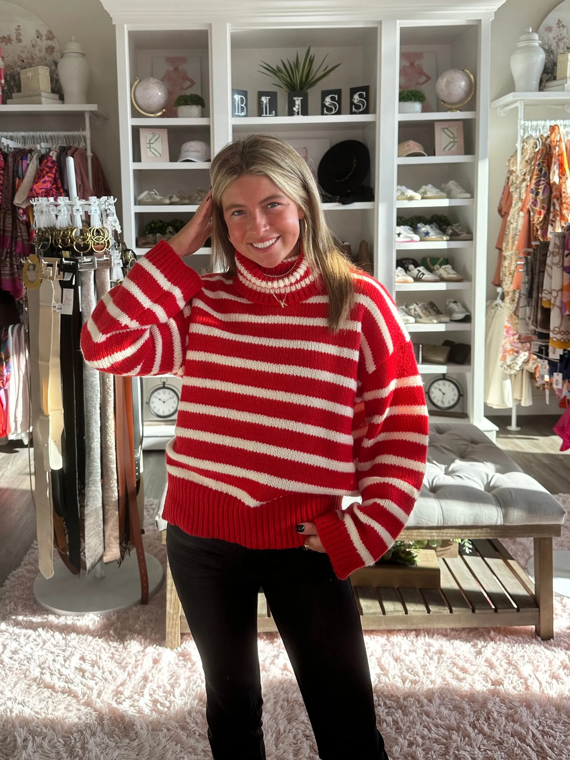 Stripe Turtle Neck Sweater (Two Colors)