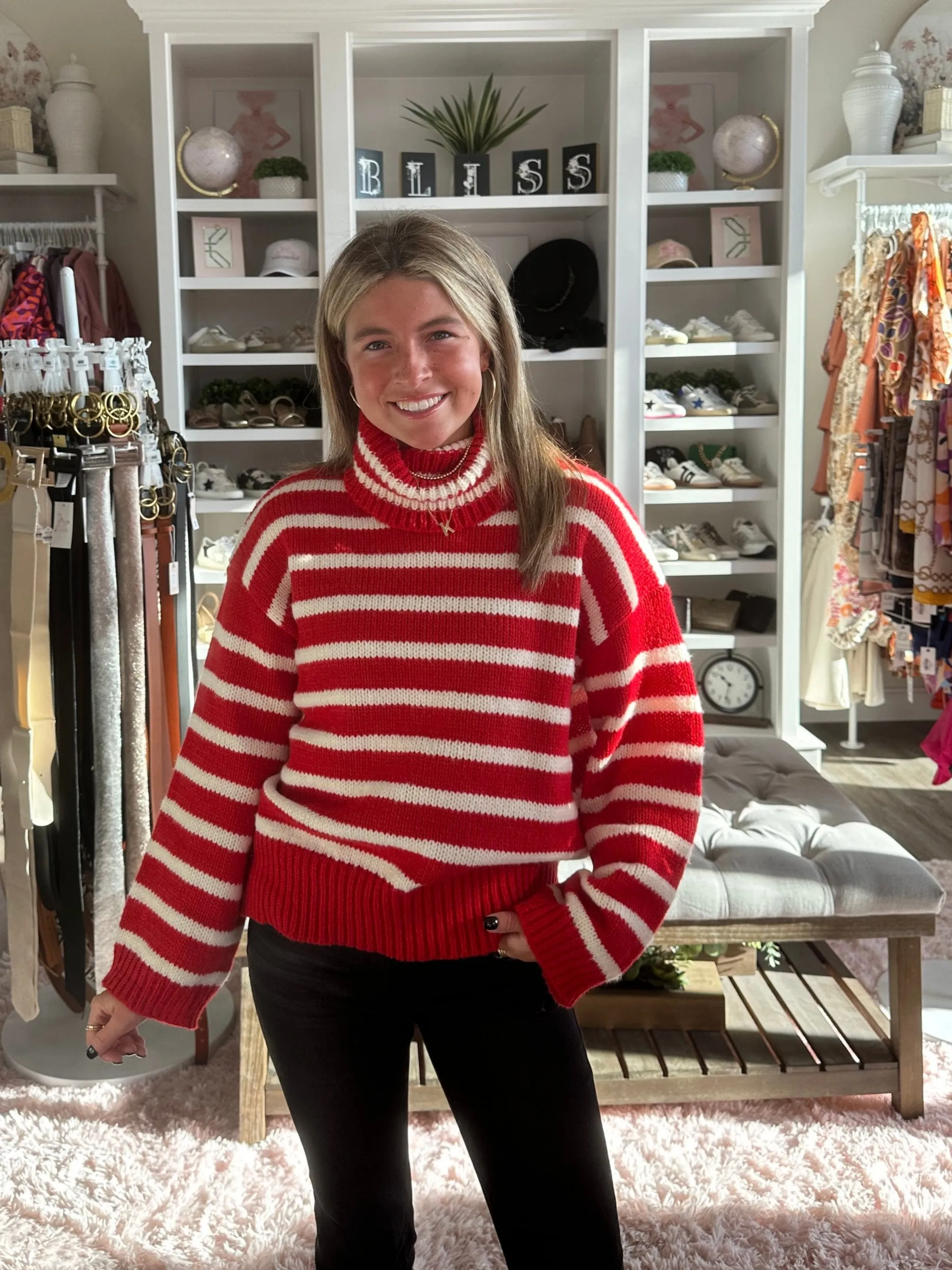 Stripe Turtle Neck Sweater (Two Colors)