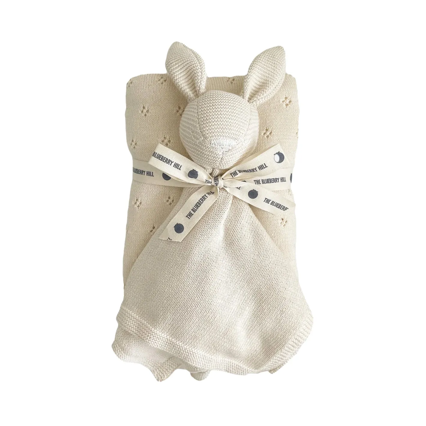 the blueberry hill cream pique blanket & bear lovey