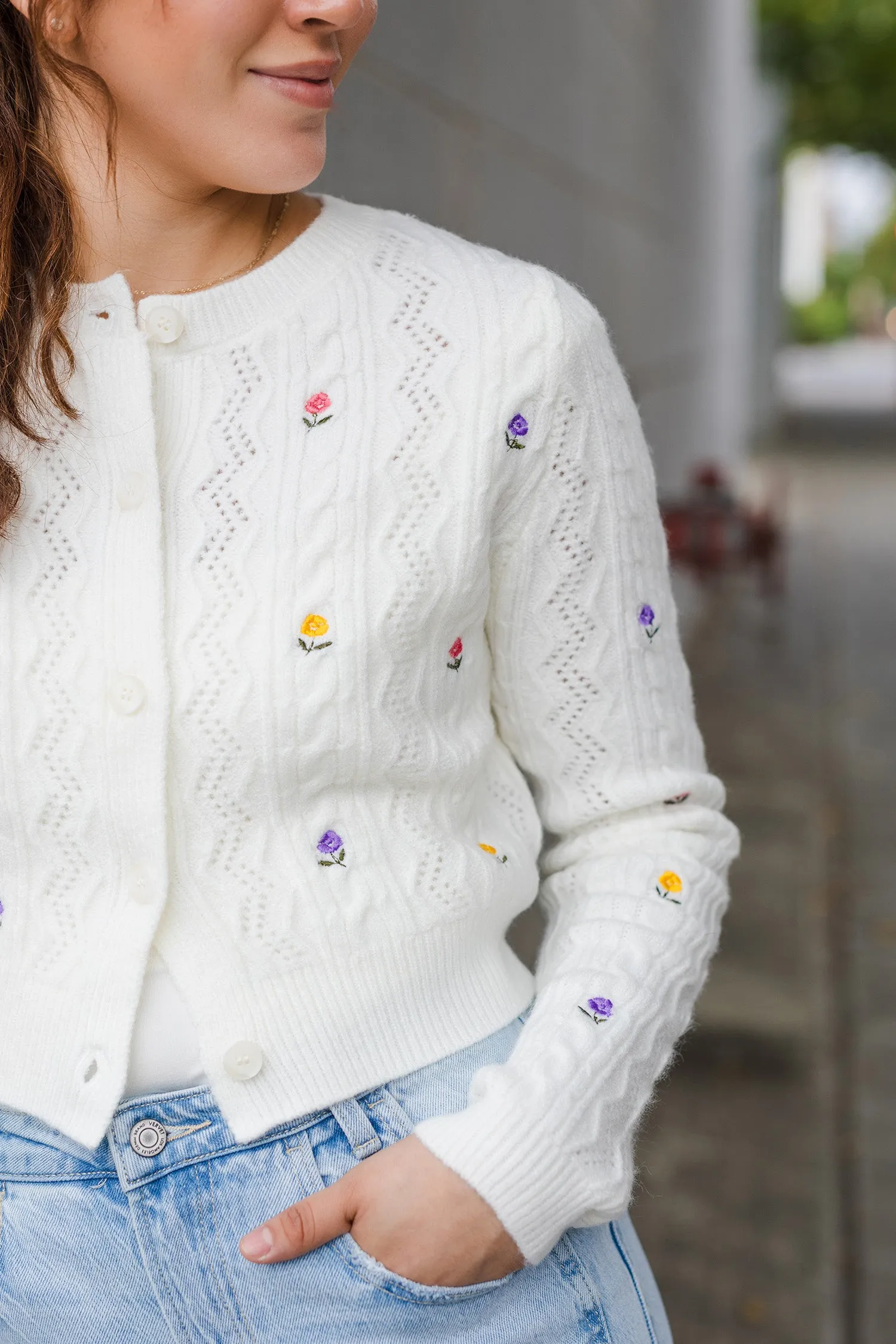 The Flower Patch Button Front Cardigan Sweater