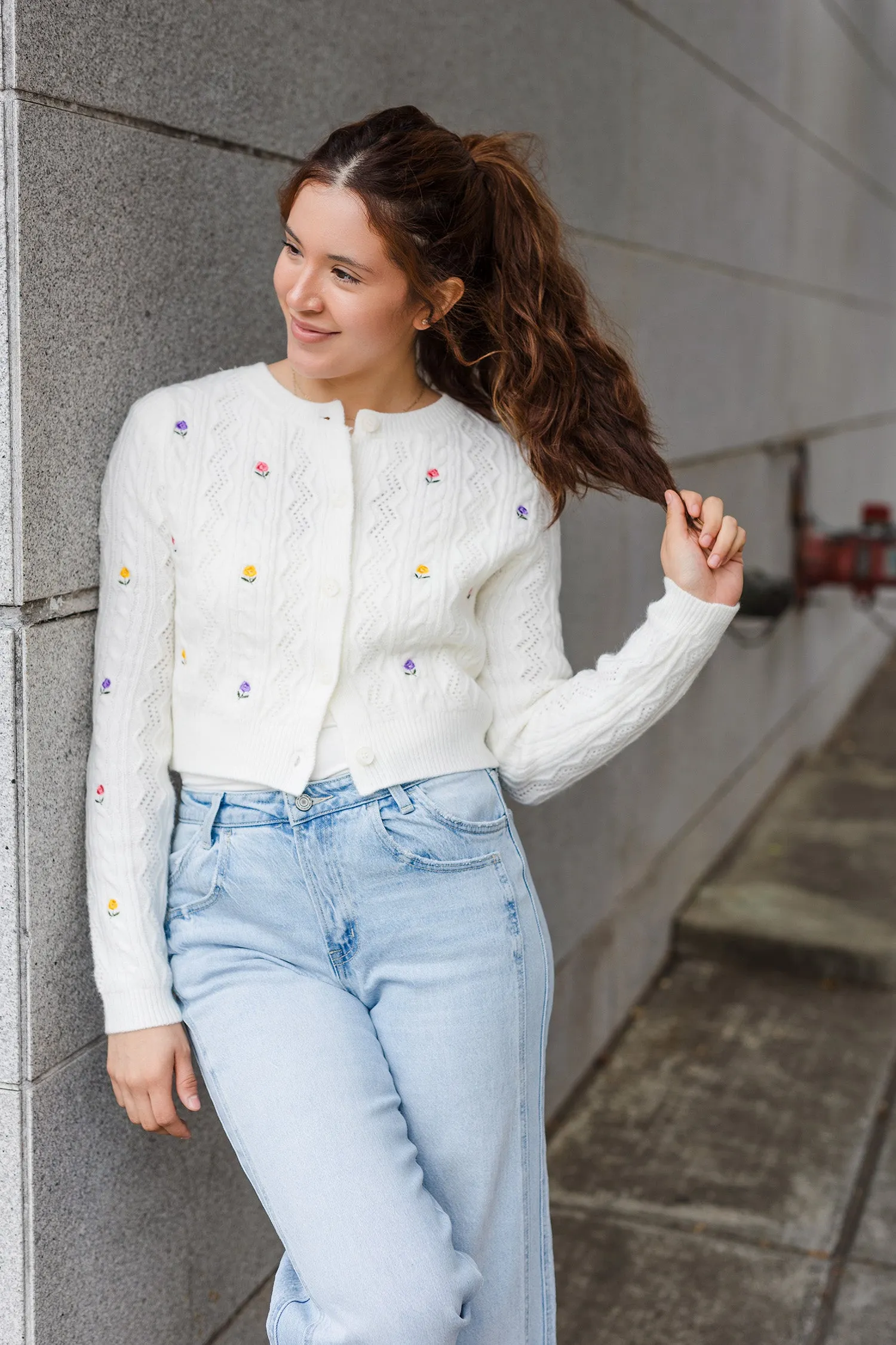 The Flower Patch Button Front Cardigan Sweater