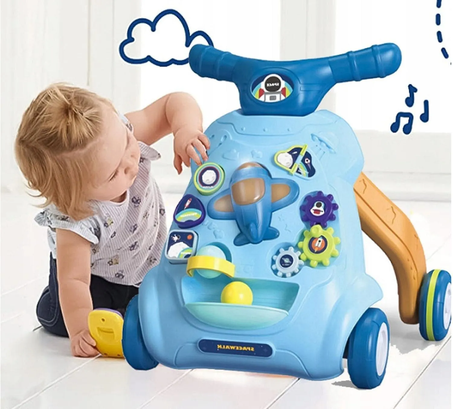 Toddlers Learning Walking Pushing Car- Jq-888-41 Blue