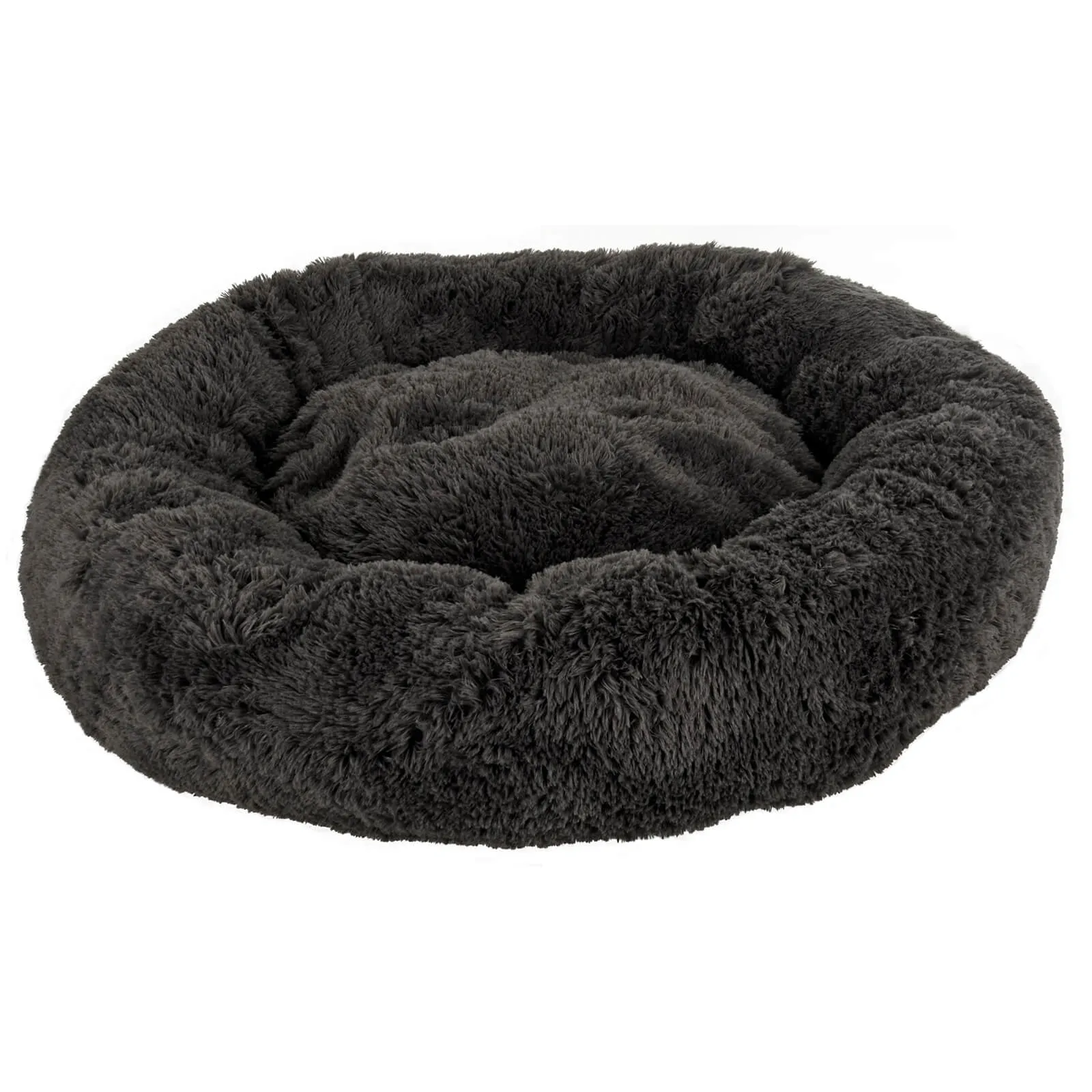 Ultra Soft Donut Pet Bed Calming Plush Dog Cat Nest Pillow Grey