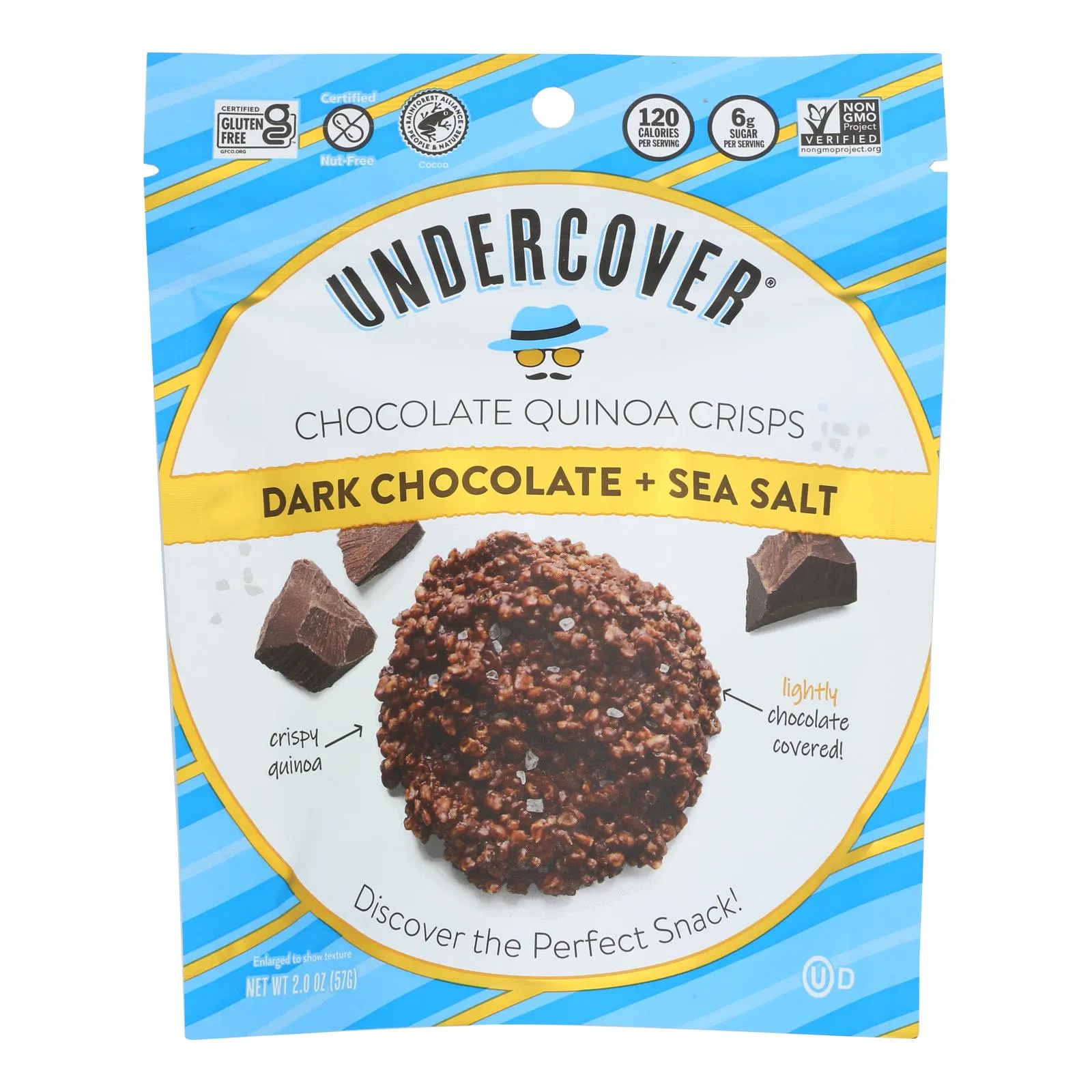 Undercover Quinoa Dark Chocolate   Sea Salt Crispy Quinoa Snack  - Case Of 12 - 2 Oz